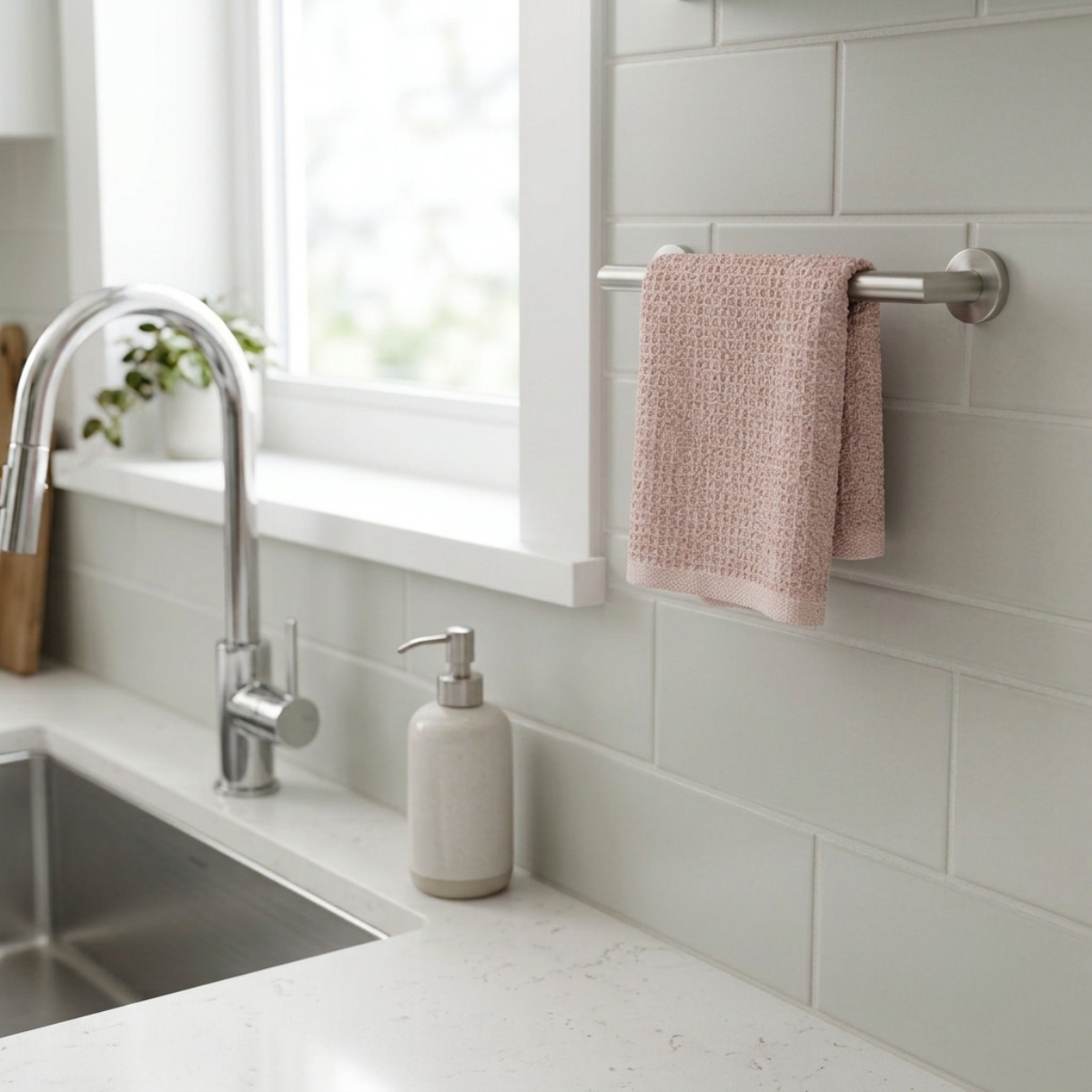Dusty Pink Hand waffle towel